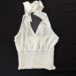 ROMWE Elegant White tie back halter top